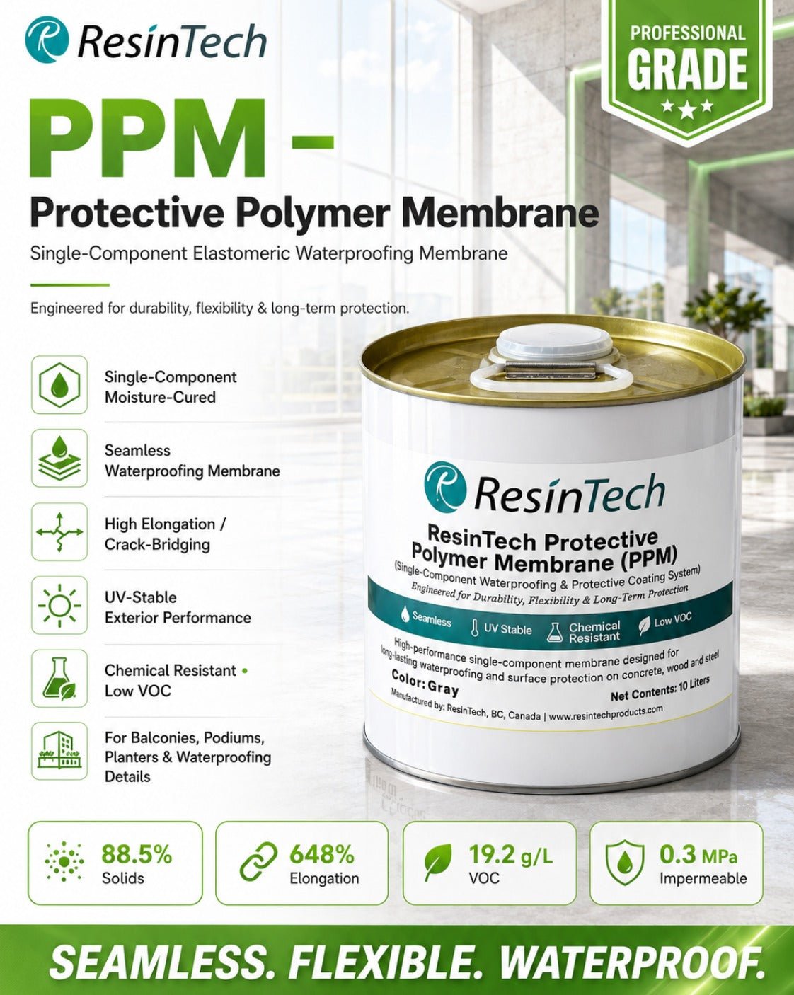ResinTech PPM polyurea waterproofing membrane for deck coating