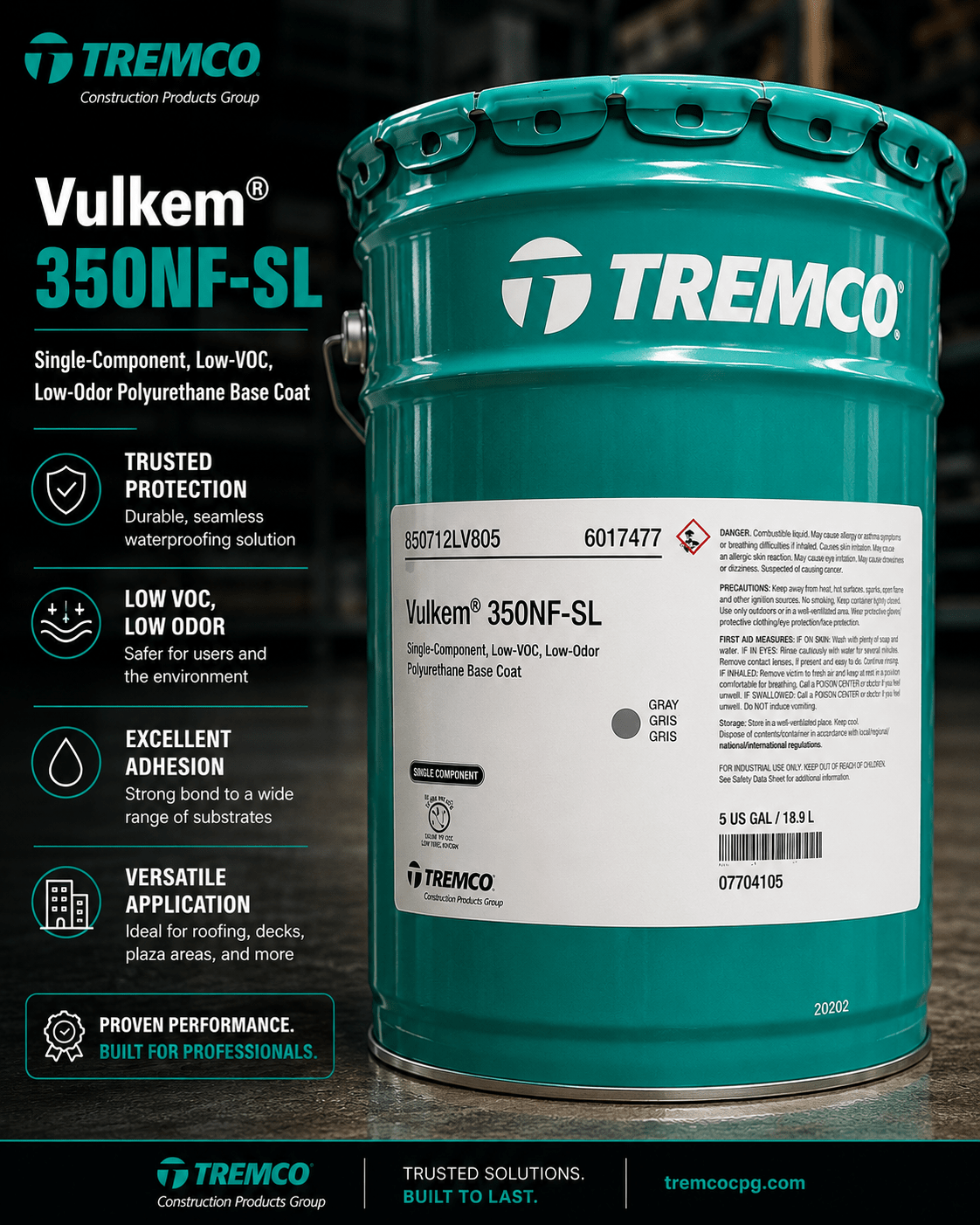 Tremco Vulkem 350NF base coat for traffic deck coating systems