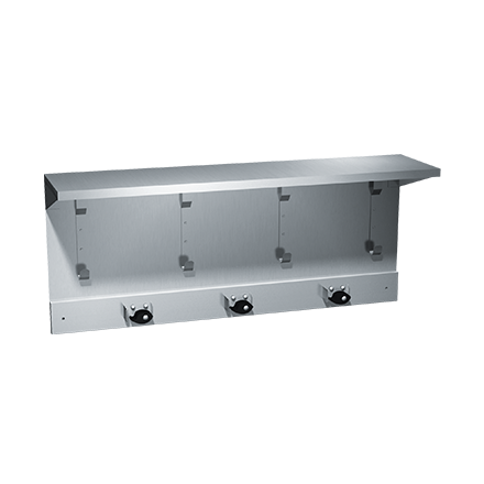 ASI 1308-3 stainless steel shelf with utility hooks and mop strip, 34 inch