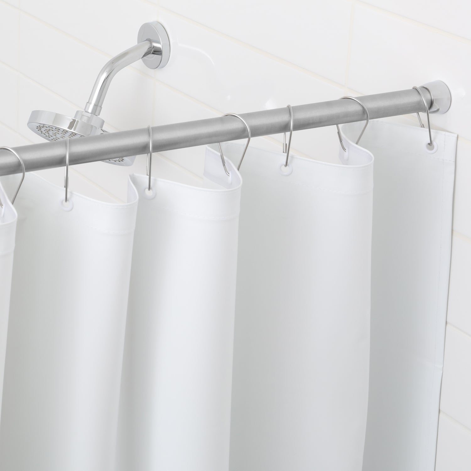 Bobrick 204 matte white vinyl shower curtain with grommets