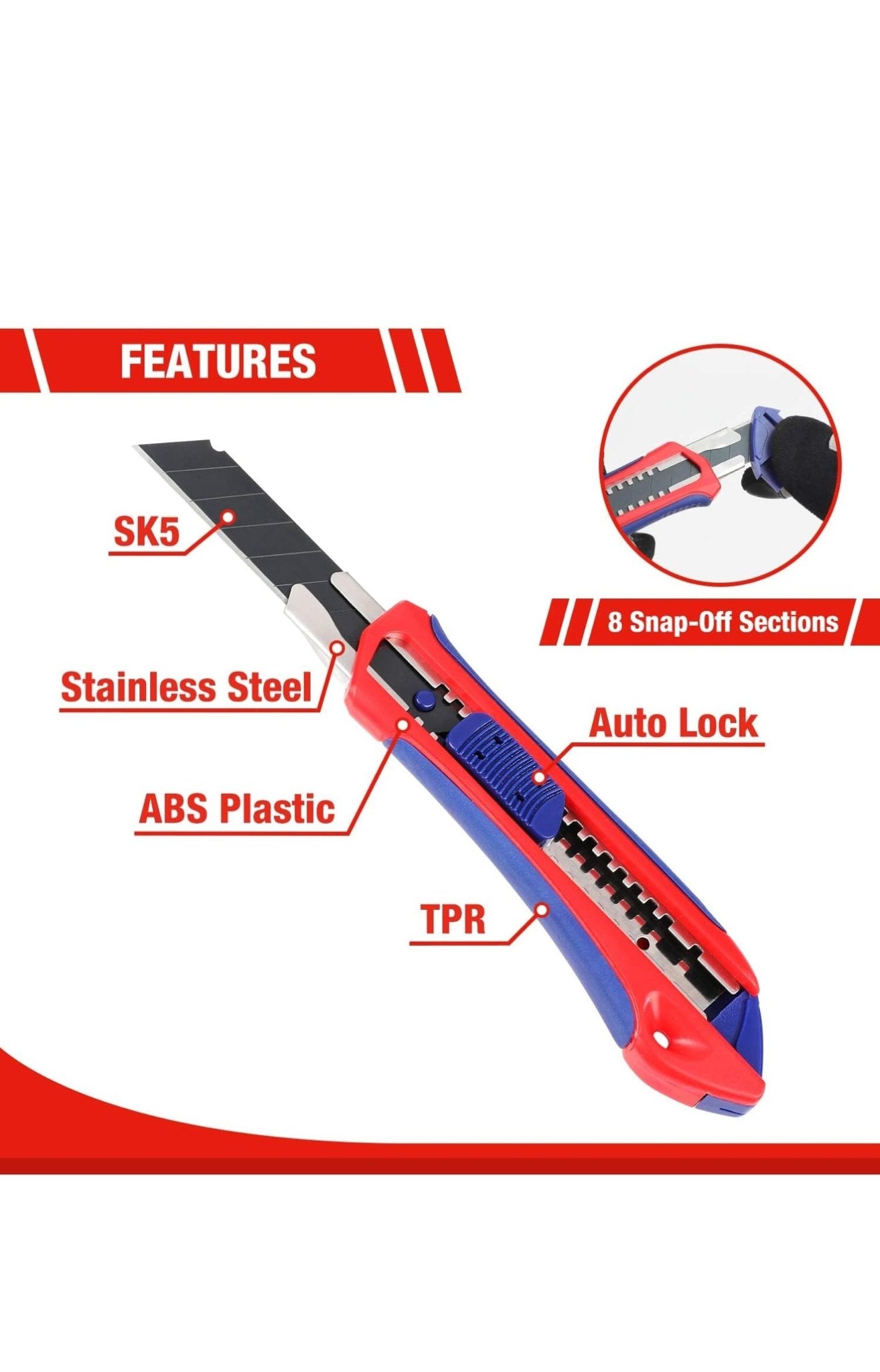 Cutter - 18 - mm - ABS Plastic and Stainless Steel - Yellow - Canopus Supply Inc