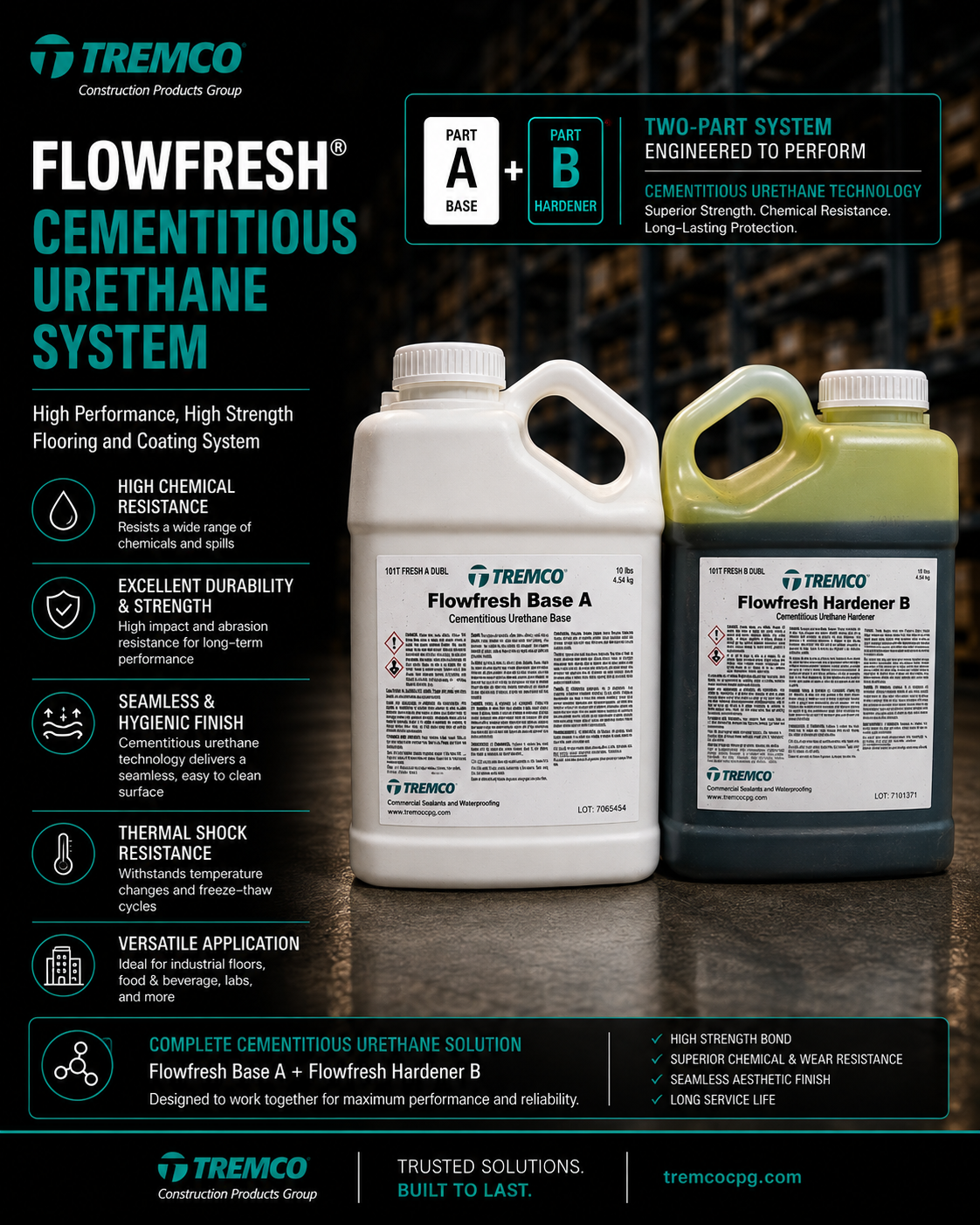 Tremco Flowfresh cementitious urethane flooring system