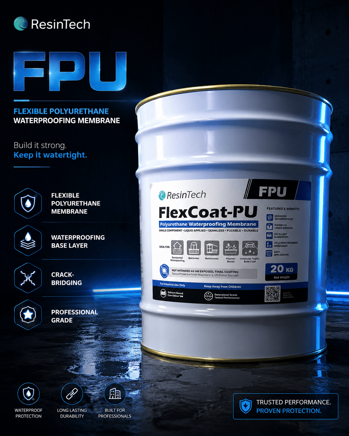 ResinTech FLEXCOAT-PU polyurethane membrane compared with polyurea