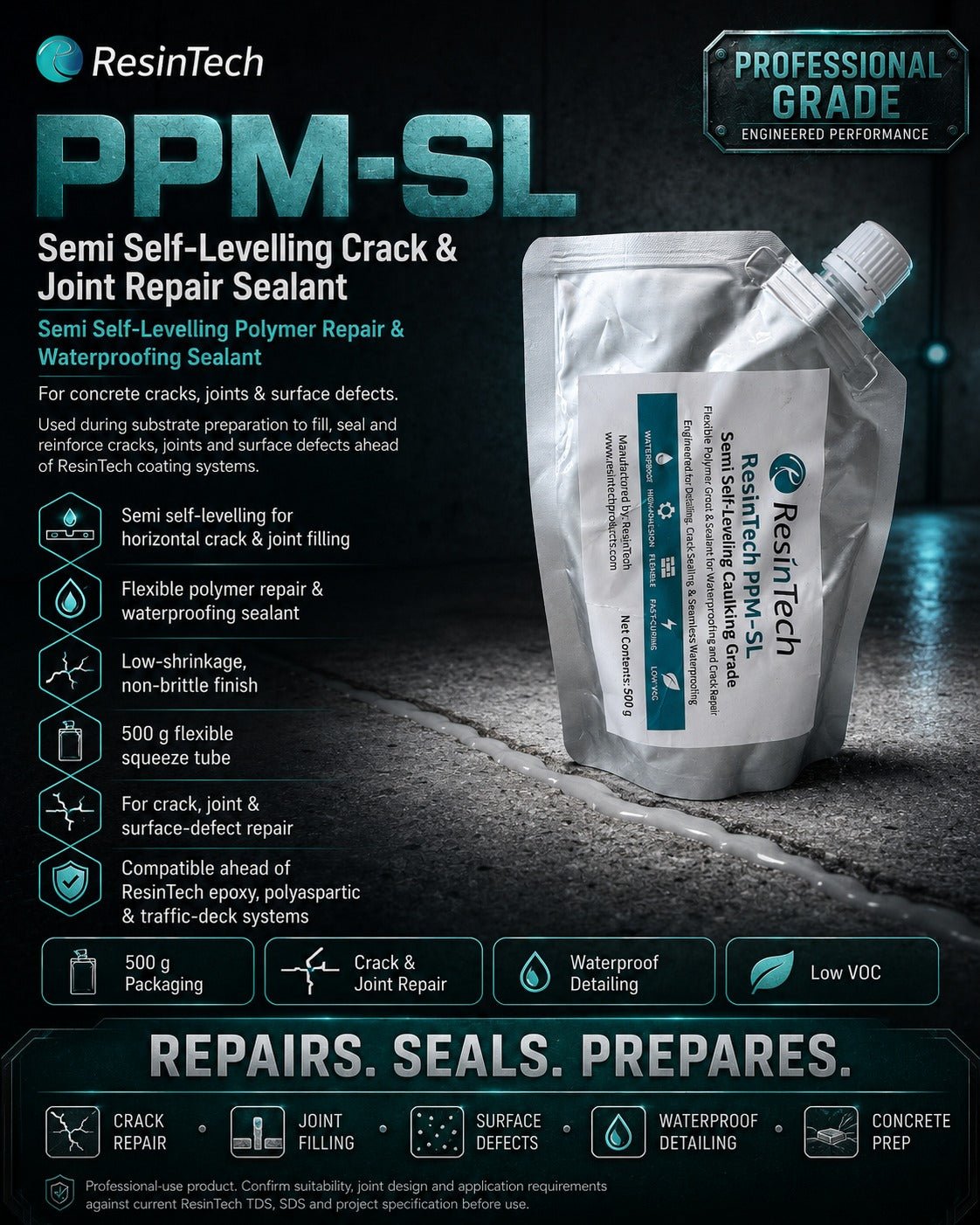ResinTech PPM-SL semi self-levelling crack and joint sealant