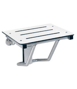 Bobrick B-5191 folding shower seat, ivory solid phenolic with stainless frame
