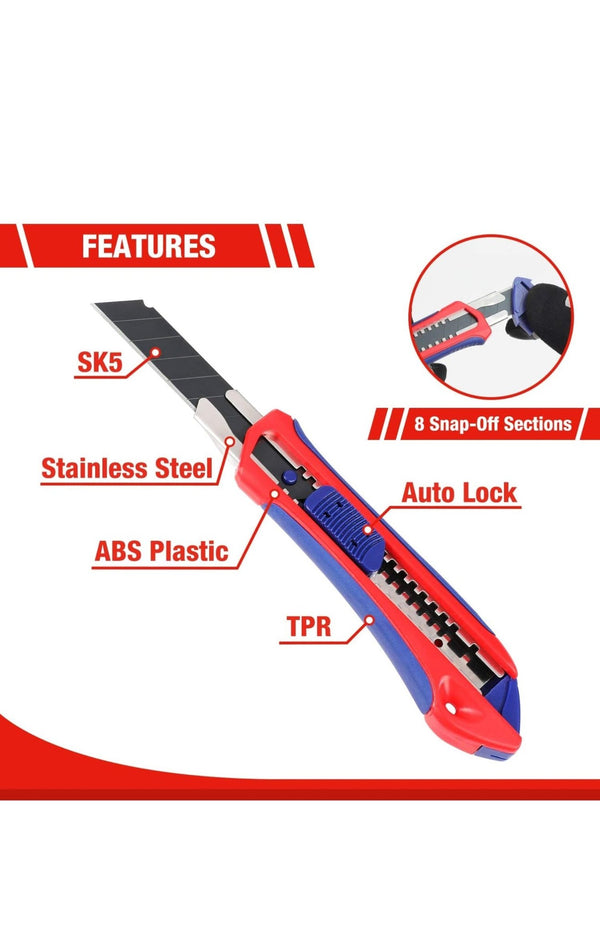 18mm Snap-Off Utility Knife | ABS Plastic & Stainless Steel Blade