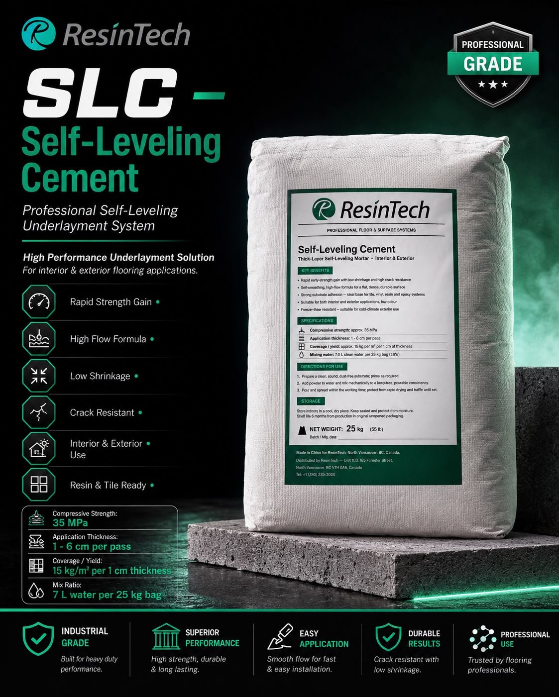 ResinTech SLC | Professional Self-Leveling Cement – 25 kg