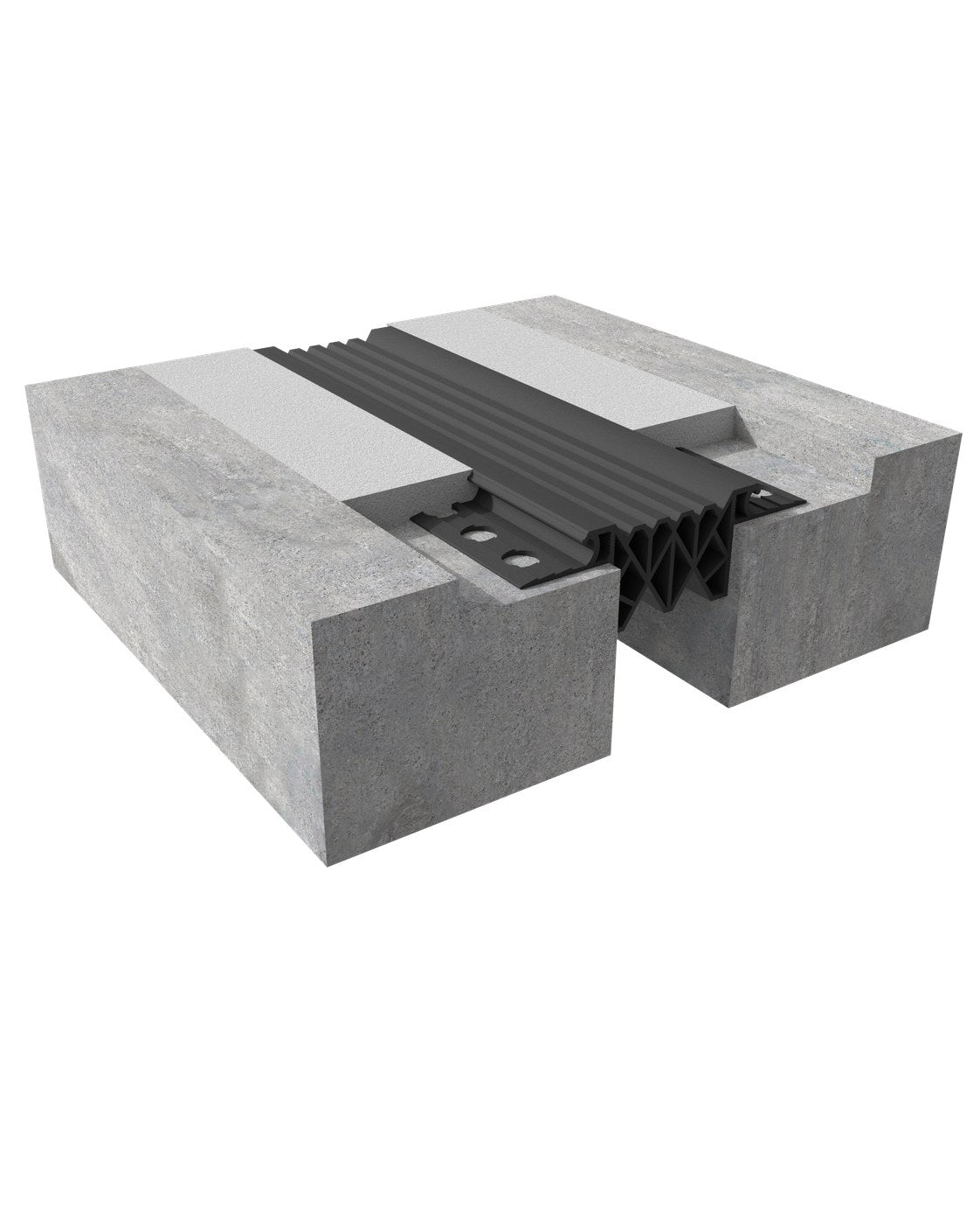 Tremco Willseal WJS wing joint system gland with Willcrete elastomeric concrete nosing, floor-to-floor installation
