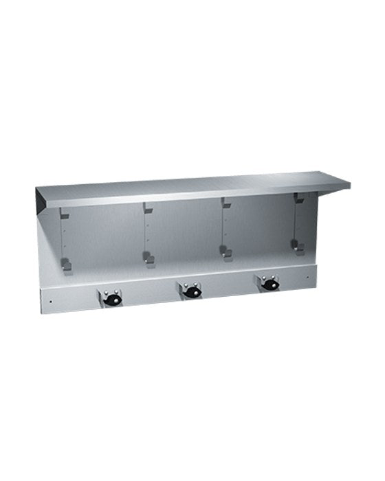 ASI 1308-3 stainless steel shelf with utility hooks and mop strip, 34 inch