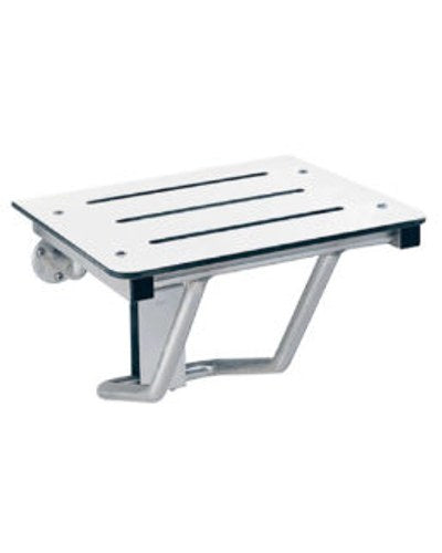 Bobrick B-5191 folding shower seat, ivory solid phenolic with stainless frame