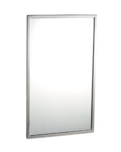 Bobrick B-290 welded stainless angle-frame washroom mirror