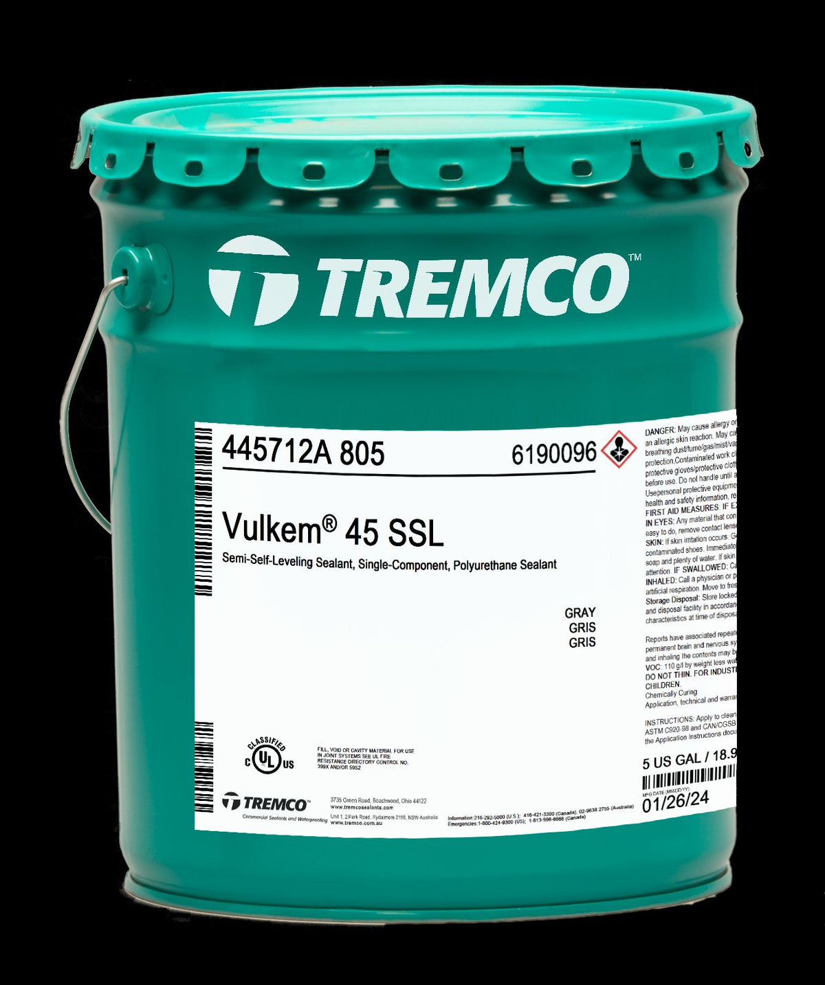 Tremco Vulkem 45SSL polyurethane joint sealant pail